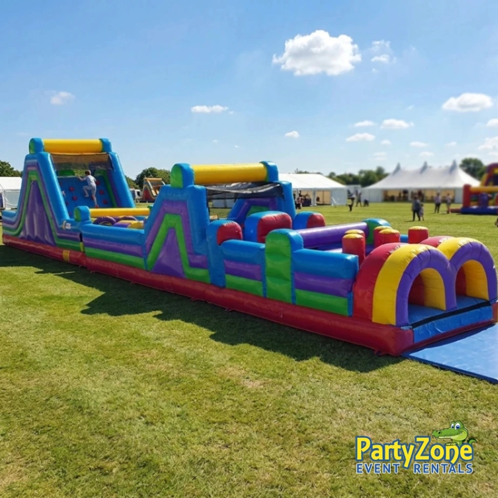 70ft Extreme dual-lane inflatable obstacle course rental for Harahan LA large community events