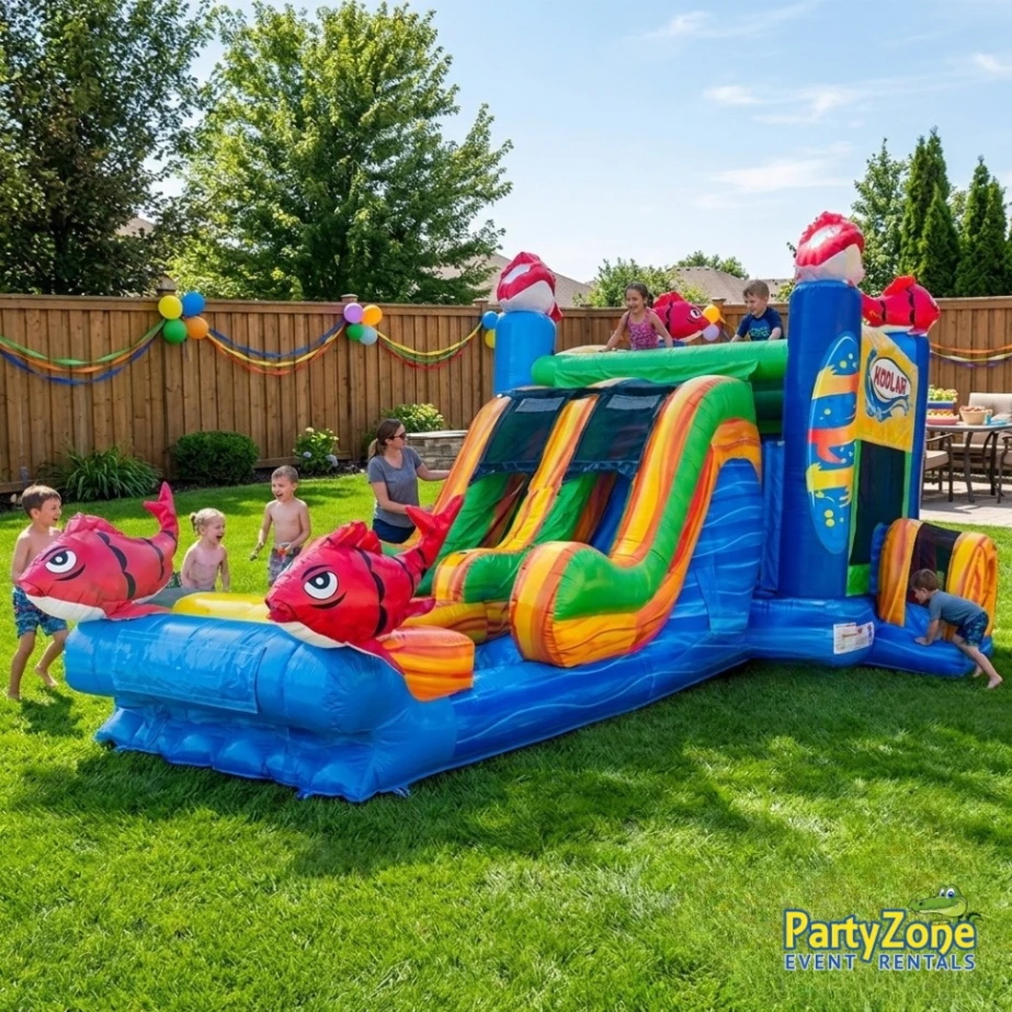 Kahuna dual-lane water slide and bounce combo rental for Harahan LA parties, wet or dry