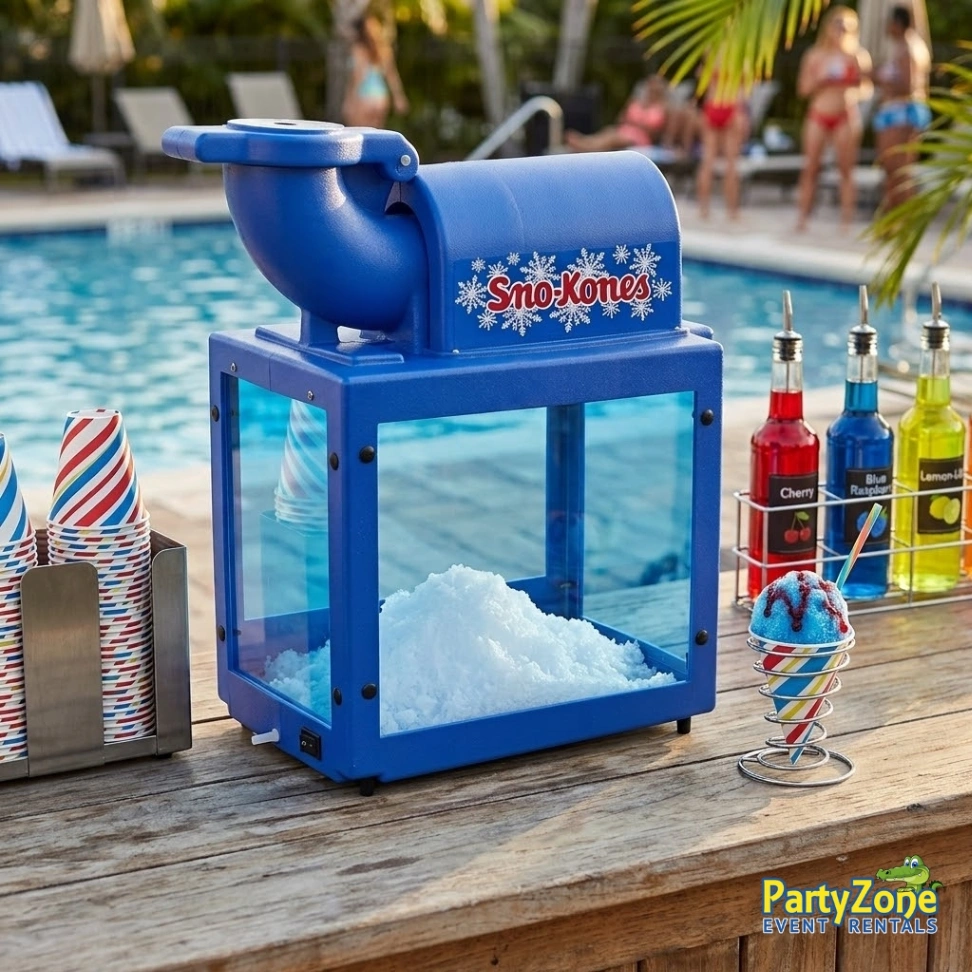Sno kone machine rental for Harahan LA summer parties and festivals, cool treats in the heat